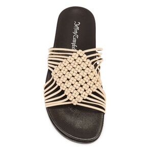 Jeffrey Campbell Plait Buff Sandals NIB 8M Slip-on Style Leather Woven Upper